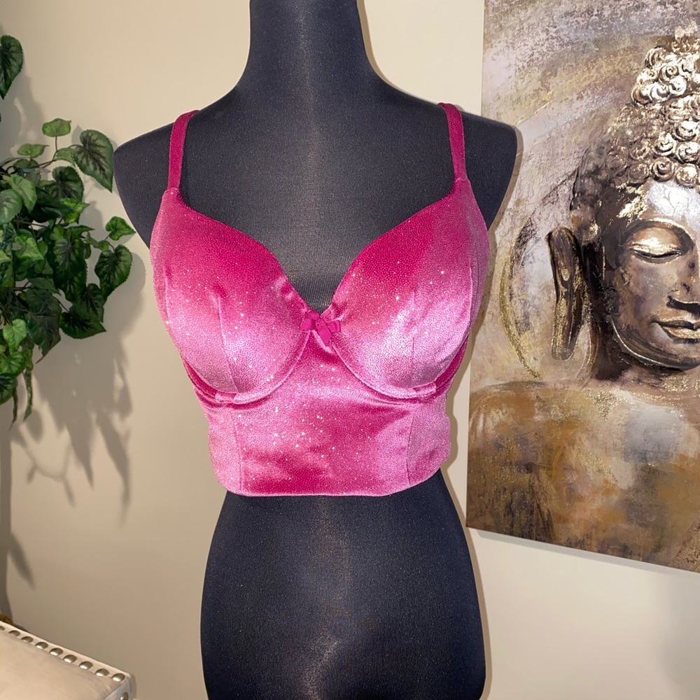 Victoria's Secret Hot Pink Shiny Longline Bra